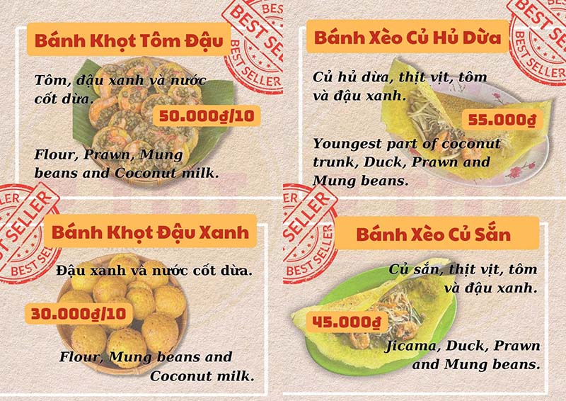 món ăn vặt ngon ở Cần Thơ Quán Bánh Xèo 7 Tới có những món nào?