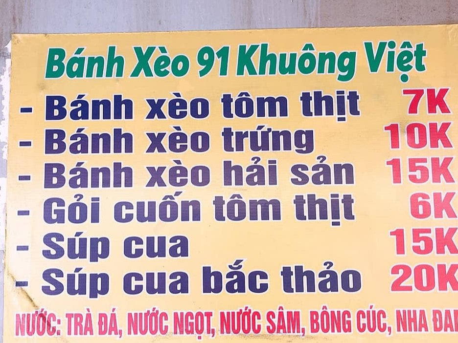 quán bánh xèo quận Tân Phú Sài Gòn