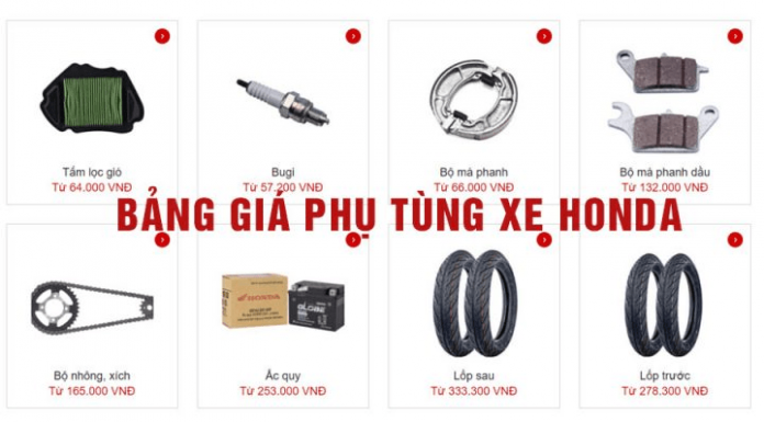 Bảng Giá Phụ Tùng Xe Máy Honda – Top 5 Địa Chỉ Cung Cấp Phụ Tùng Uy Tín