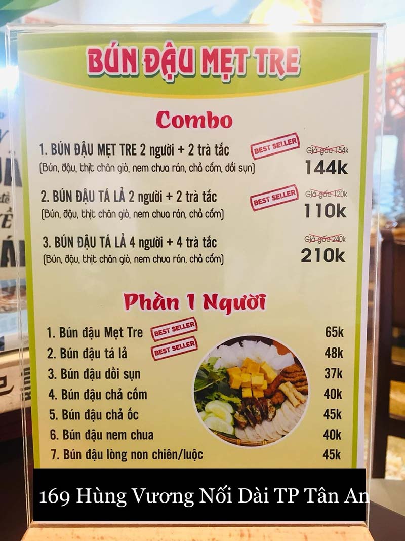 bún đậu mắm tôm Long An Menu các món bún đậu tại Mẹt Tre