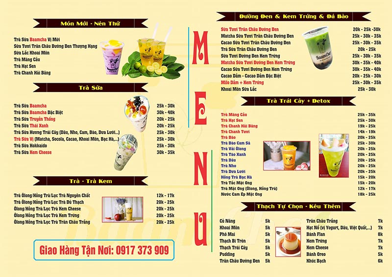 trà sữa Trà Vinh Menu của Baam Cha