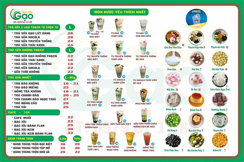 trà sữa Trà Vinh Menu Trà Sữa Gạo có gì?