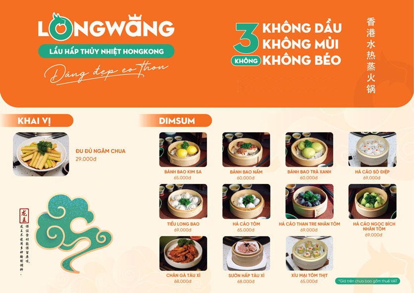 quán ăn ngon Vinhome Ocean Park 3 Thực đơn của Long Wang rất hấp dẫn