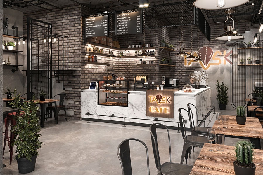 thiết kế quán cafe phong cách hiện đại