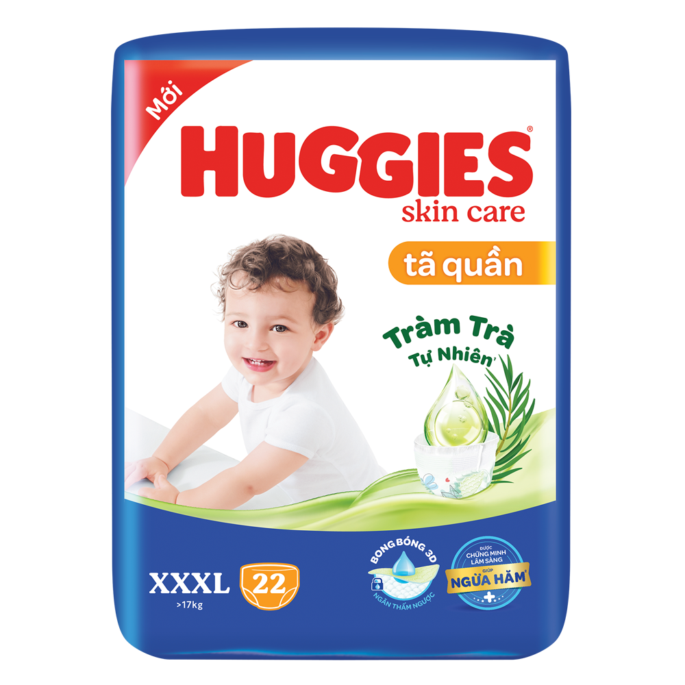 Tã Huggies tích hợp viền chống tràn kép.