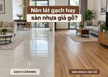 So sánh gạch lát nền và sàn nhựa giả gỗ trong không gian phòng khách