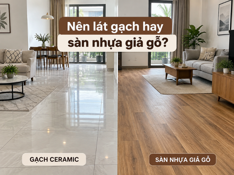 So sánh gạch lát nền và sàn nhựa giả gỗ trong không gian phòng khách